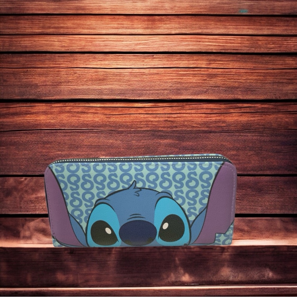 Disney Stitch Blue and Purple Patterned Long Wallet
